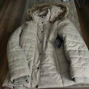COPY - Tan jacket with removable hood brand new